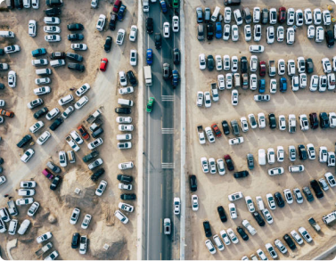 Aerial view of bunch of cars